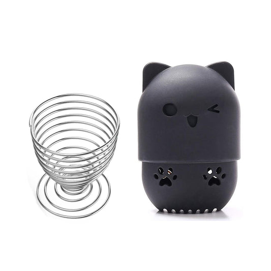 Makeup Sponge Holder Beauty Sponge Holder + Makeup Blender Travel Case Beauty Sponge Blender Drying Stand & Storage Containers - Black + Silver