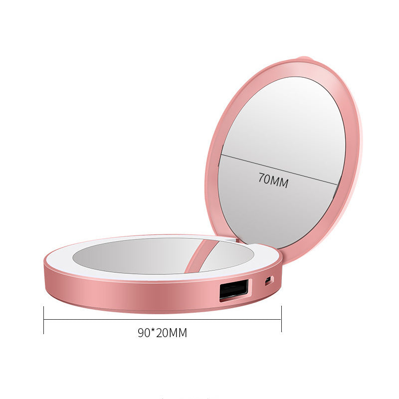 Portable Folding LED Power Bank with Makeup Mirror