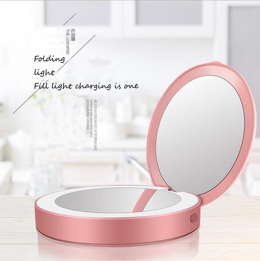 Portable Folding LED Power Bank with Makeup Mirror