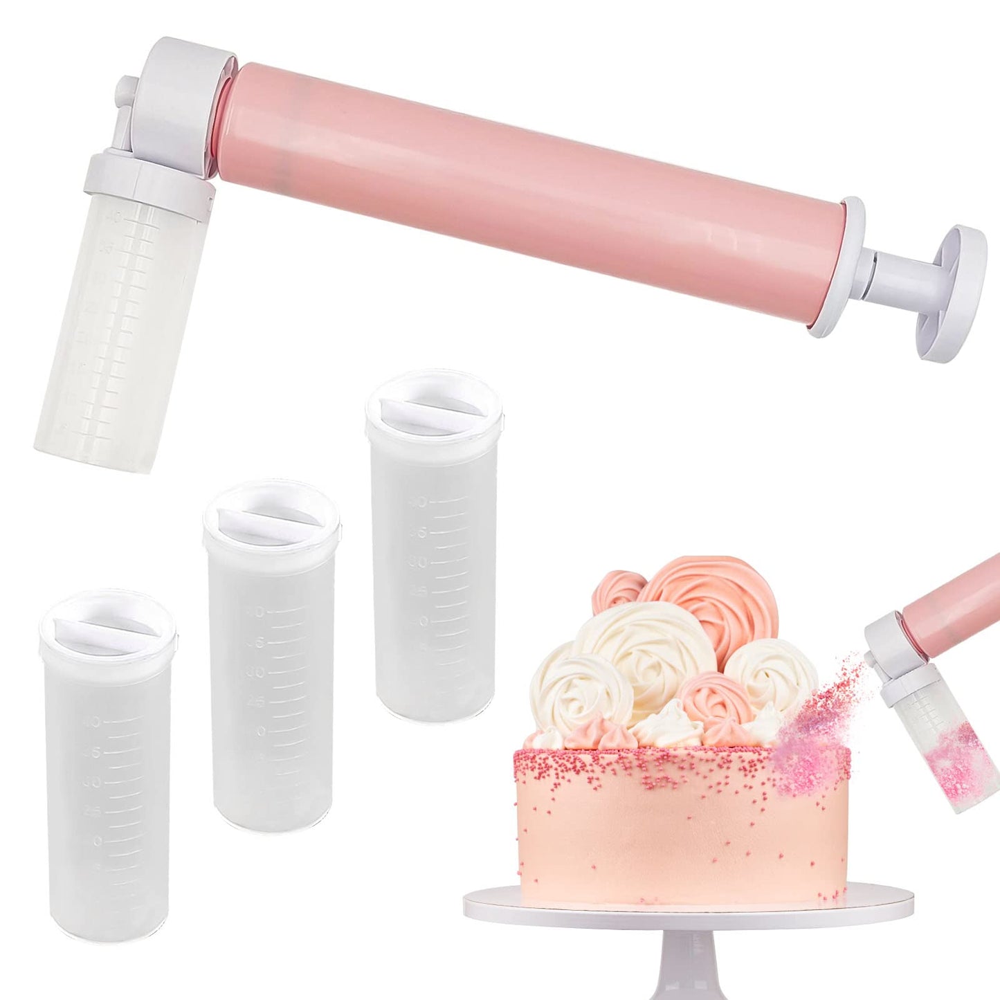 Manual Airbrush for Decorating CakesDIY Baking Cake Airbrush Pump Decorating Tools Cakes spray gun kit for Kitchen Cupcakes Cookies and Desserts Decorating(Pink)